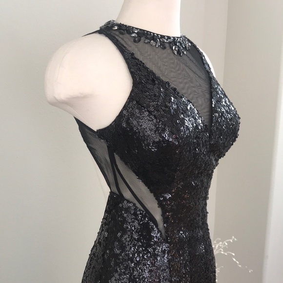 Platinum Label Black Sequin backless Dress NWOT - Picture 3 of 6